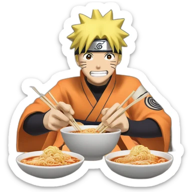Uzumaki Naruto famous character of anime Naruto having ramen sticker