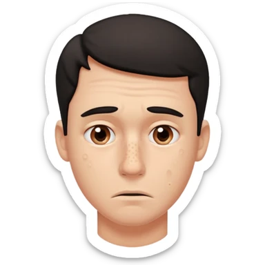 a worried guy with nose full of black heads sticker