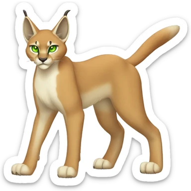 Beige Lynx-Caracal-Fakemon-hybrid with orange points, green eyes brown toes, and short tail, full body sticker