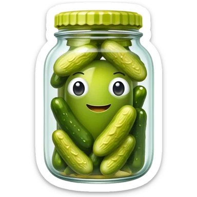 An emoji of a jar filled with pickles, showcasing the briny liquid and vibrant green pickles inside sticker