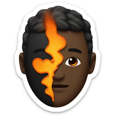 Half black and half orange burnt life beat cardiogramme sticker