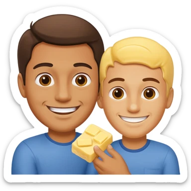 I man handsome puts butter on another man (total 2 men) sticker