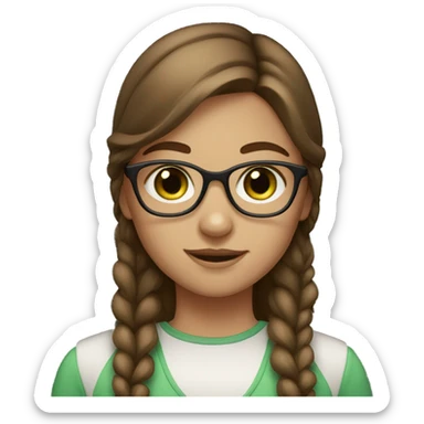 Fair skin girl with green eyes, brown hair, and glasses  sticker