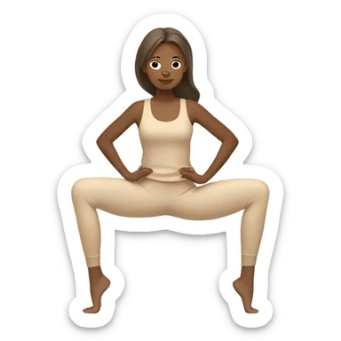 Tan girl in beige clothes doing yoga sticker