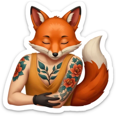 tatoos fox, sleepy sticker