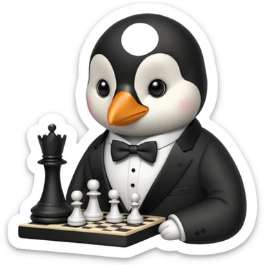 Pinguin playing chess sticker