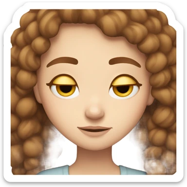 White girl freckles Brown hair sleeping  sticker