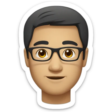 one vietnamese guy with short dark hair and rectangle black glasses sticker