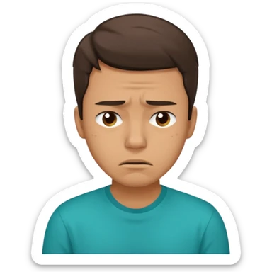 25 year old man in teal shirt that looks like he is in pain sticker