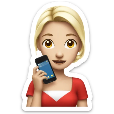 a white skin girl in a red dress holding phone sticker