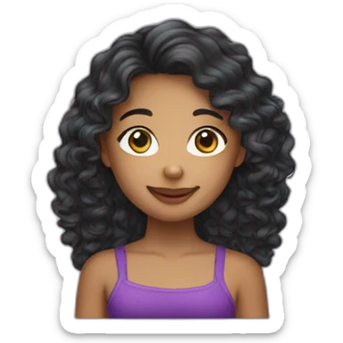 Blasian long curly hair girl sticker