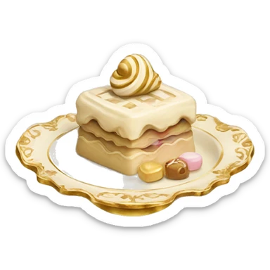 vintage rococo beige and gold plate of sweets sticker