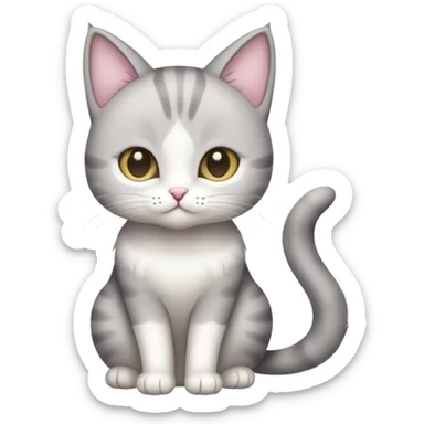 A slender gray and white Jianzhou cat sticker
