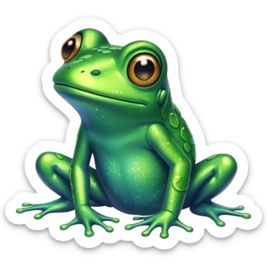 Glitter Green Frog cute sticker