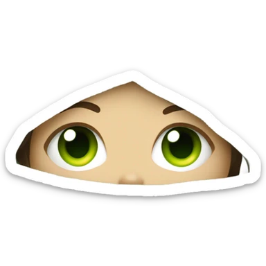 girl under covers looking up with green eyes sticker