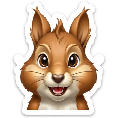 Realistic squirrel head with long pointed ears, distinctive squirrel face shape, and extremely large visible drool dripping from mouth, multiple drool streams hanging down sticker