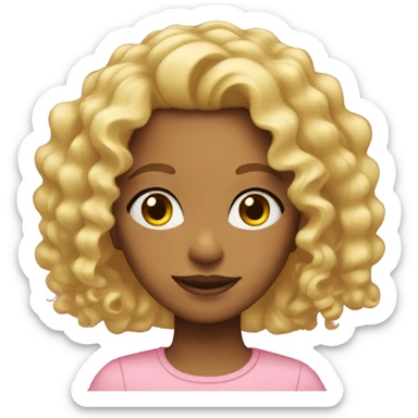 Girl with blond curl Hair wear pink sticker