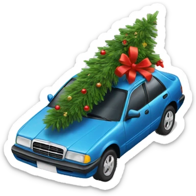 Car with a Christmas tree on it sticker