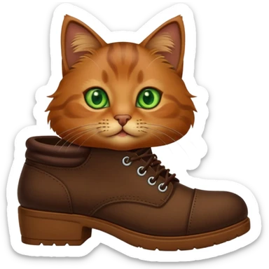 Brown cute cat in a brown shoe  sticker