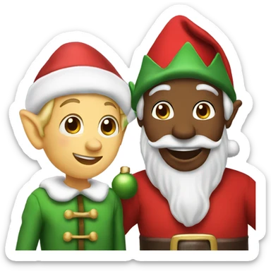 Christmas elf with santa sticker