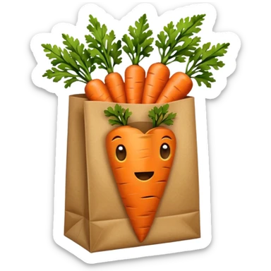 buy paper bag with carrot. Transparent background sticker