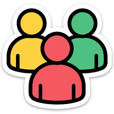 living fellowship, harmonious group of people, sense of community, modern icon style, simple and clear, minimal color, clean lines sticker