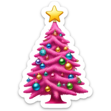 Pink Christmas tree sticker