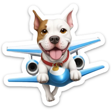 Pitbull dog flying on a plane sticker