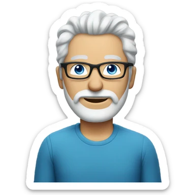 Middle aged man with blue eyes and glasses and salt and pepper hair and beard  sticker