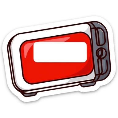 YouTube logo, red rectangle with rounded corners and white play button in the center sticker