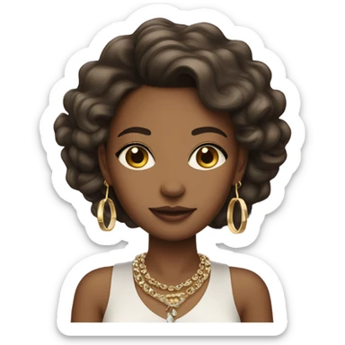 stylish medium-skinned girl with jewelry and hoop earrings sticker