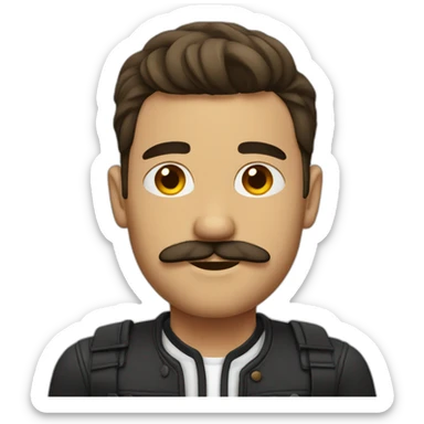 guy with a moustache, undercut and side parting hair sticker