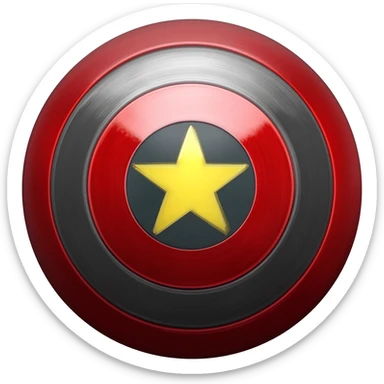 Captain America Round style shield, replace star with a yellow circle and the outer colour scheme to red and black sticker