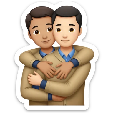 Two Chinese men hugging sticker
