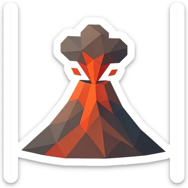 volcano icon, geometric shapes, modern look sticker
