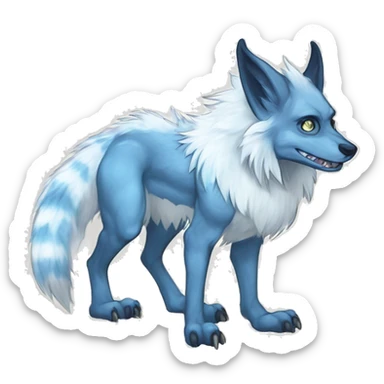 Cute Protogen-vernid-sergal-wickerbeast-fantasy-animal-fursona griffsnuff & LiLaiRa & Falvie full body white and light blue fur sticker