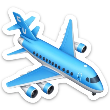 Créame un emoji que sea el contorno de un triángulo y adentro un avión azul  sticker