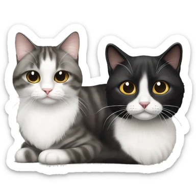 black ragdoll cat with a gray and white tabby cat sticker