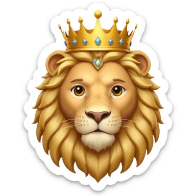 king lion portrait, head and shoulders only, golden crown, royal mane, confident majestic expression, fantasy royalty vibe, 3D cartoon, mobile game icon style, clean background, no text, no watermark
 sticker