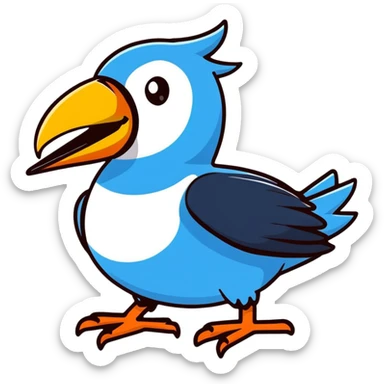 cartoonish tucano bird with bold outline sticker
