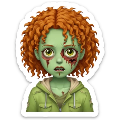 Girl zombie with ginger curly hair  sticker