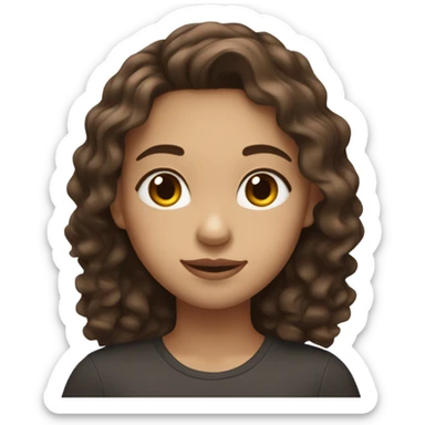 a basic emoji of me....a real pale lighskin mixed girl with dark amber colored eyes and dark auburn medium cut wavy hair with a mole on the middle of my chin and top left edges sticker