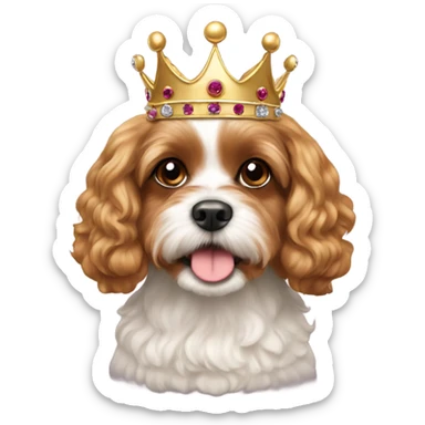 Cavapoo wearing crown  sticker