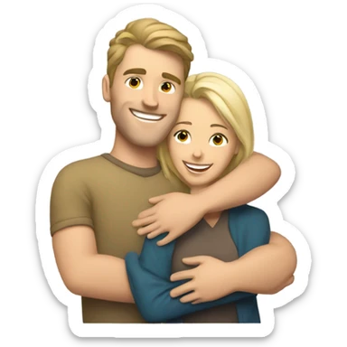happy caucasian couple hugging sticker