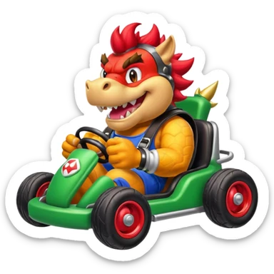 Bowser fait du kart sticker