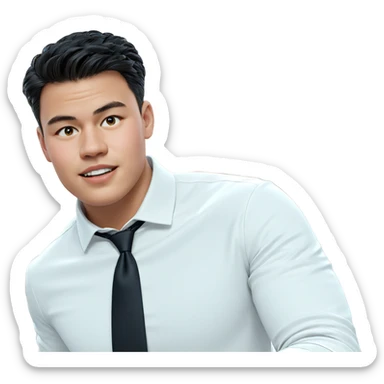 confident young man in white sticker