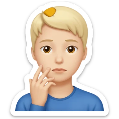 Persona indecisa tocándose la barbilla. sticker