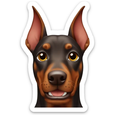 Red Doberman without cropped ears face facing front happy eyes sticker
