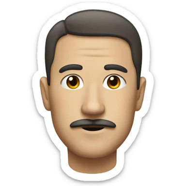 Man with angled side part and a rectangle moustache sticker