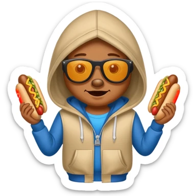 Hotdog with sun glasses and a hoodie sticker